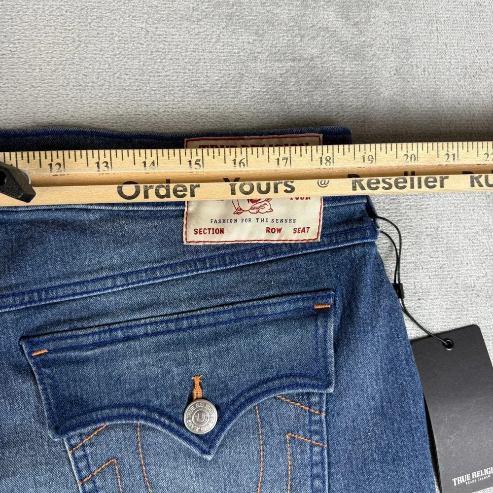 True Religion Rocco Relaxed Skinny Jean Shorts Mens 36 Blue Raw Hem $124 New NWT